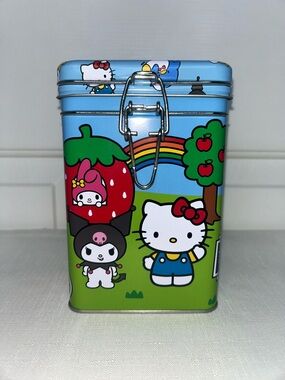 Hello Kitty & Friends Sanrio Tin Canister - Blue, Green & Red Character Print